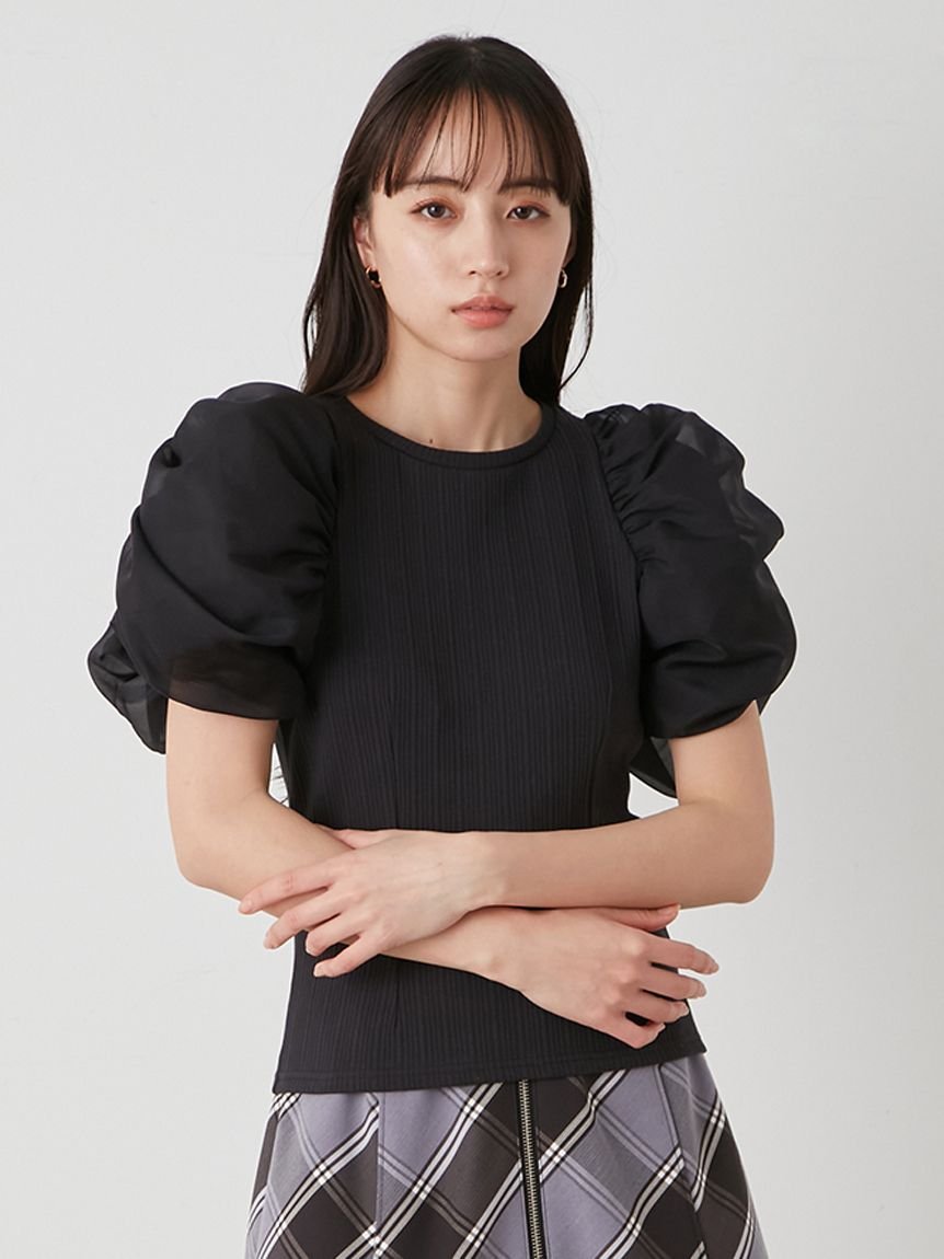 Puffed Ridged Cut Pullover