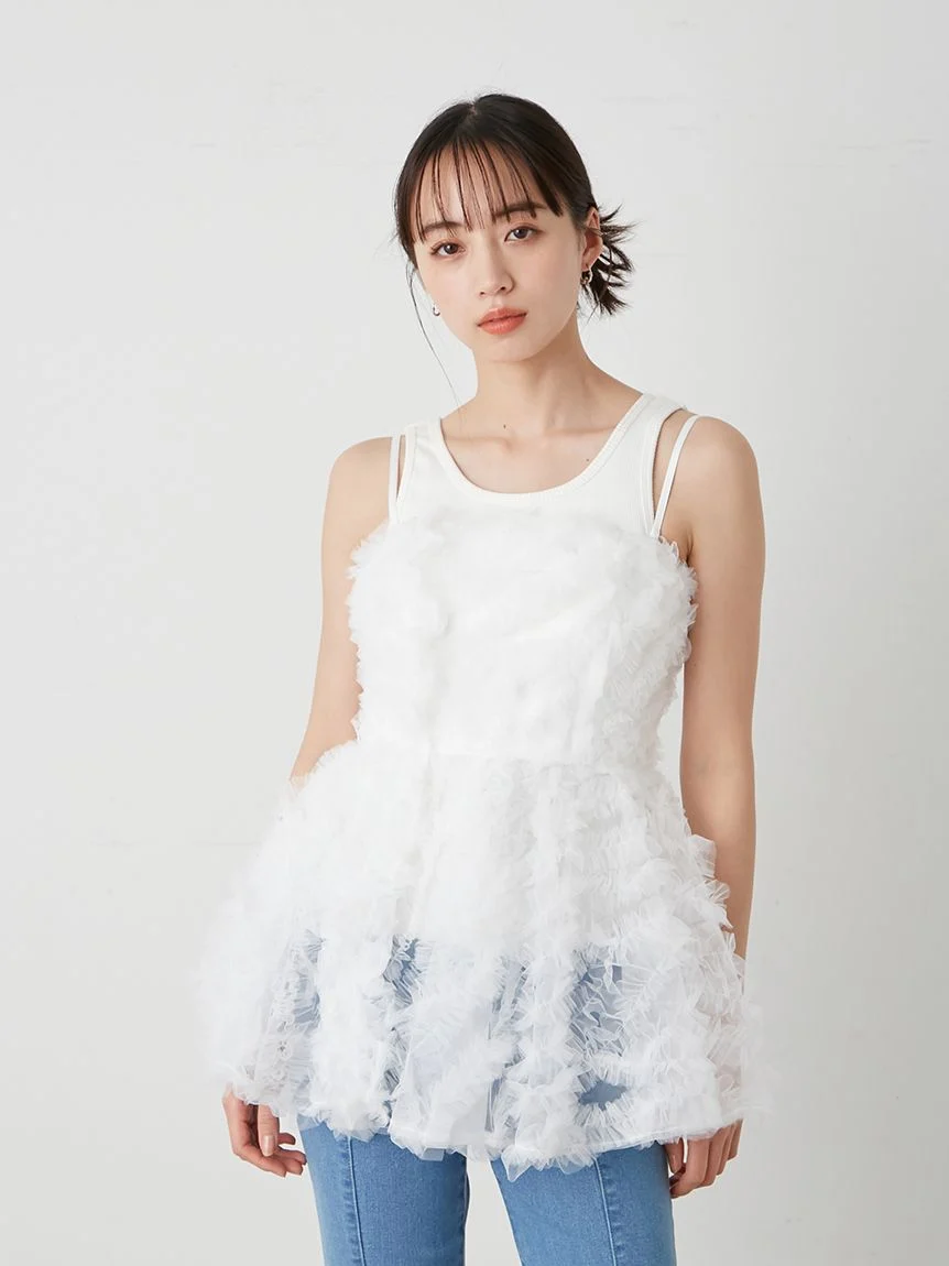 Tulle bear peplum top